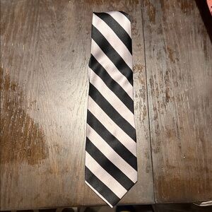 The Tie Bar Black and Silver Diagonal Striped Tie